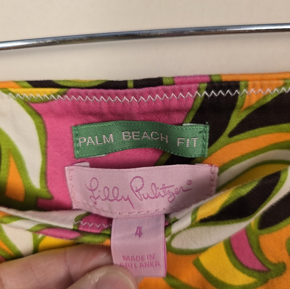 Lilly Pulitzer KRISTEN Palm Beach Orange Gold Pink Butterfly Ankle Pants. Sz 4 - Picture 9 of 9